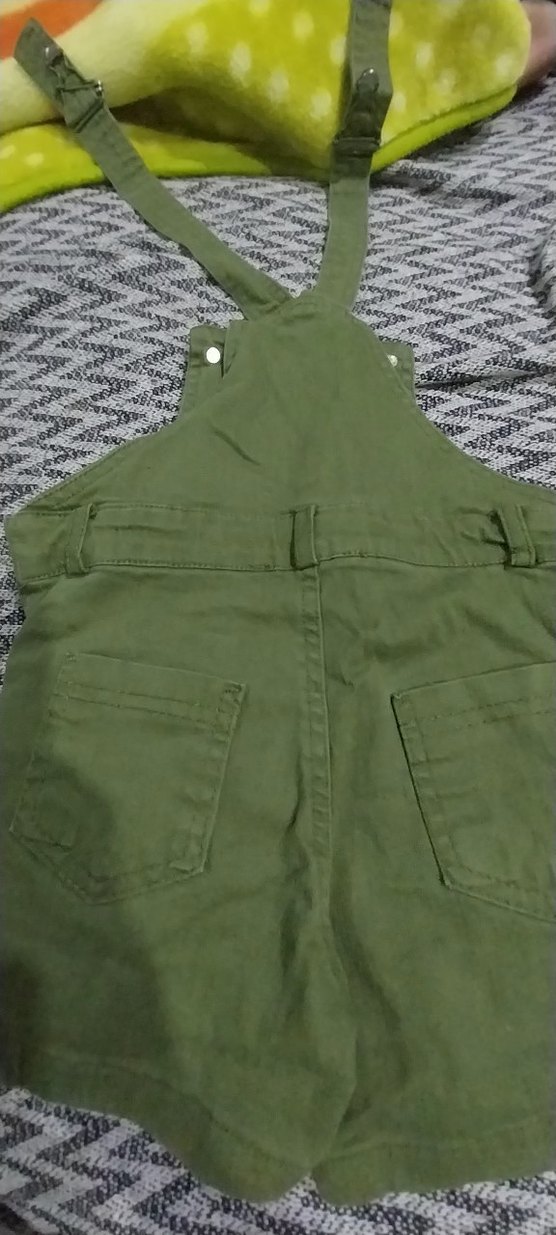 Kız Çocuk Haki Düğmeli Tulum - Görsel 5