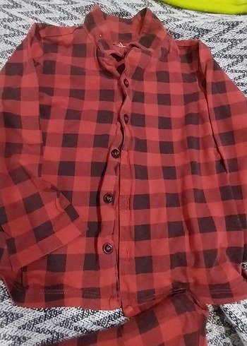 Kırmızı Ekose Desenli Rahat Pijama Takımı - Görsel 2