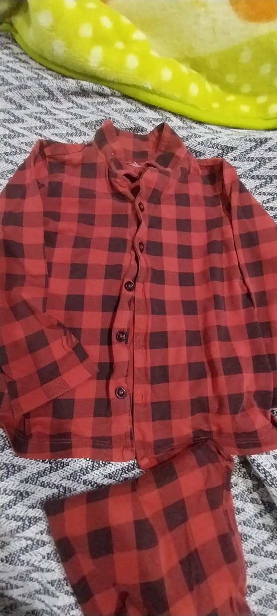 Kırmızı Ekose Desenli Rahat Pijama Takımı - Görsel 2