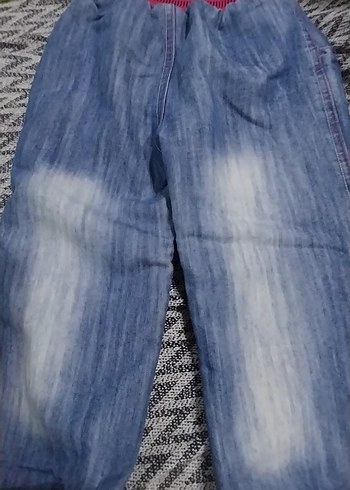 Kız Çocuk Renkli Baskılı Bol Kot Pantolon - Görsel 3