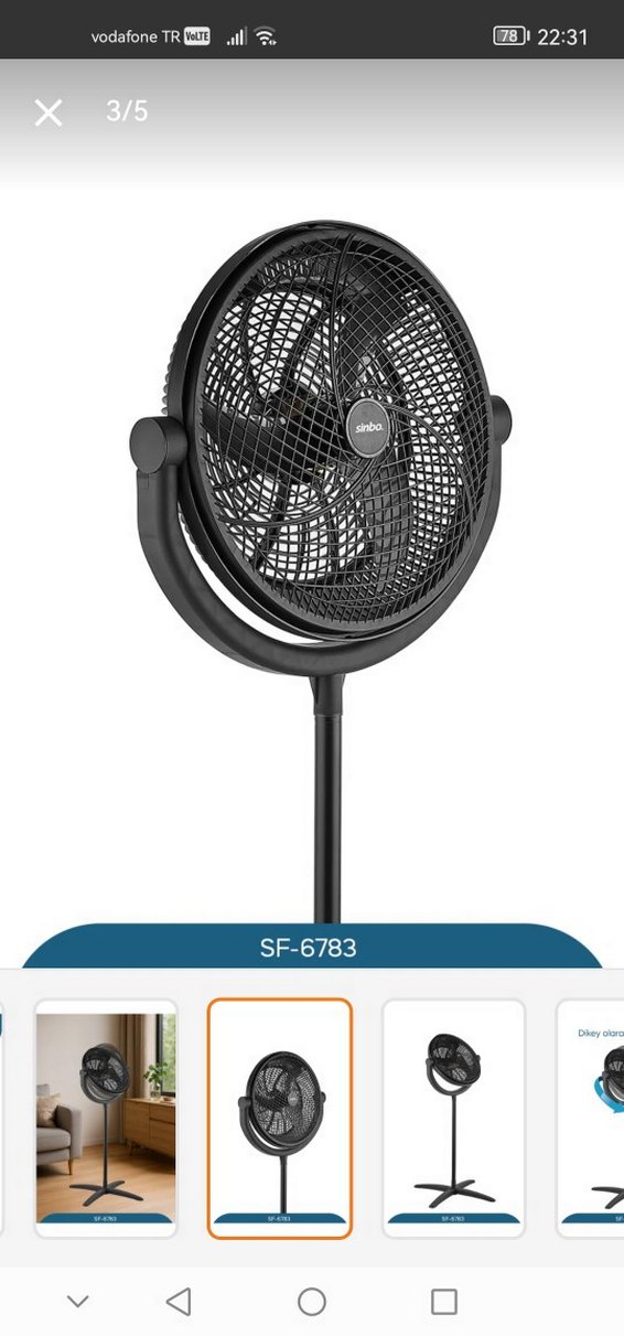 Sinbo Siyah Ayaklı Vantilatör - Görsel 2