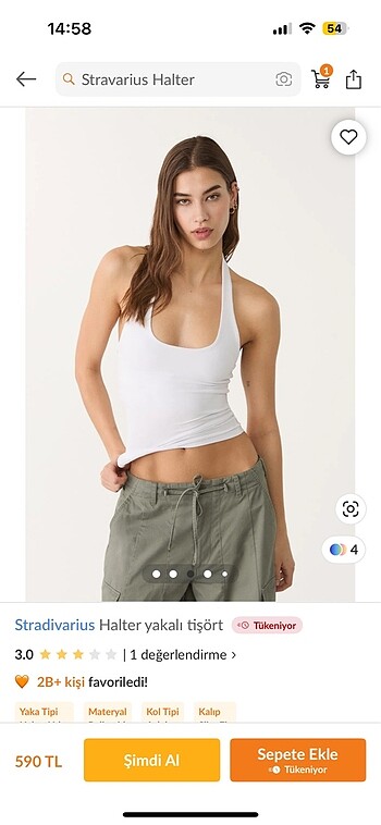 Stradivarius halter yaka üst