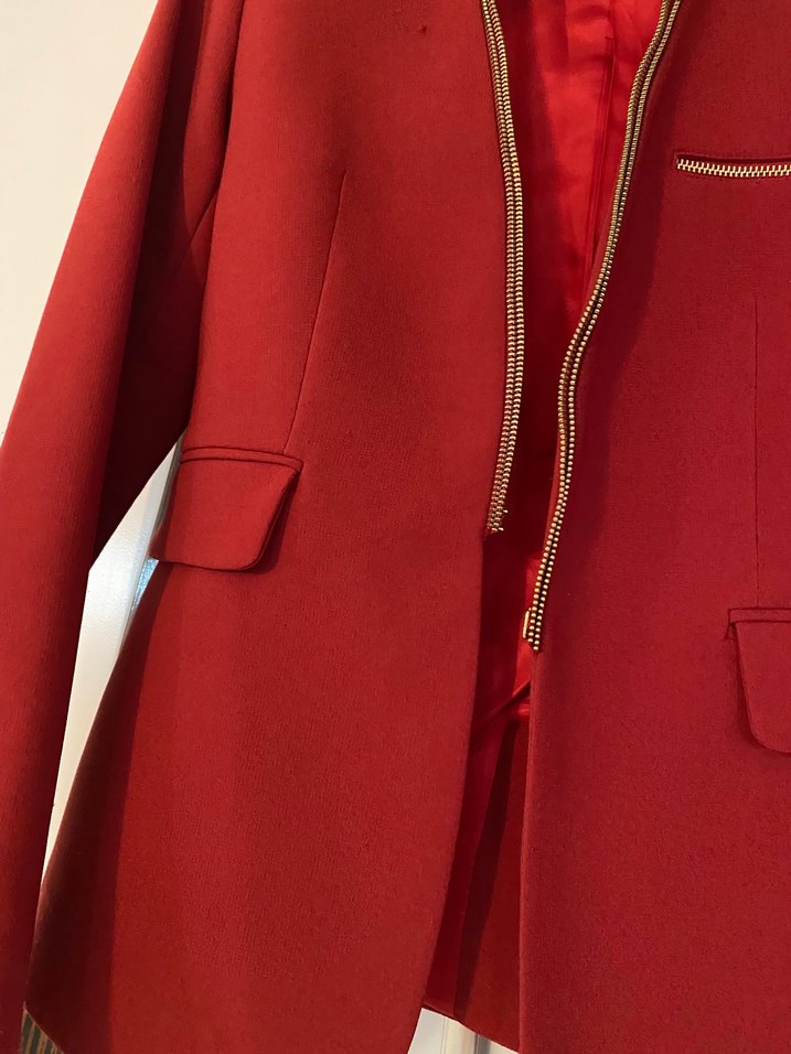 Klasik Kırmızı Kadın Süet Ceket - Görsel 5