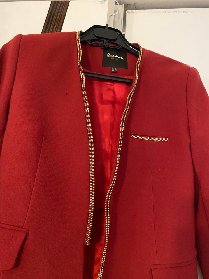 Klasik Kırmızı Kadın Süet Ceket - Görsel 3