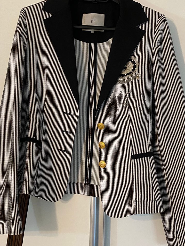 Düğmeli Gri Zebra Desenli Midi Blazer - Görsel 2