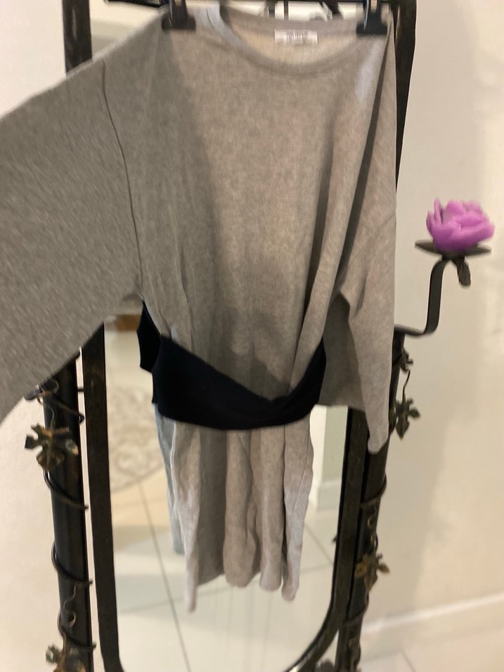 Gri Midi Rahat Kesim Kadın Elbise - Görsel 2