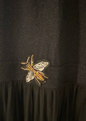 Nakışlı Siyah Uzun Triko Elbise - Görsel 3