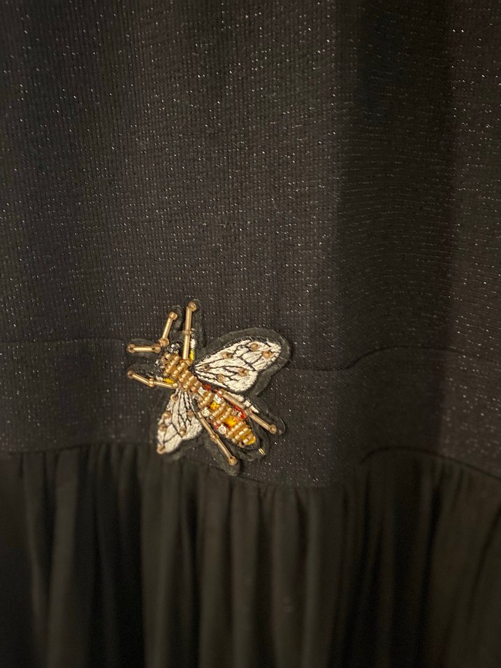 Nakışlı Siyah Uzun Triko Elbise - Görsel 3