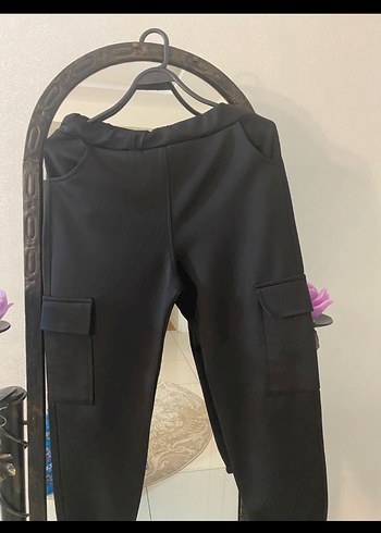 Kadın Siyah Spor Kumaş Pantolon Velcro Detaylı