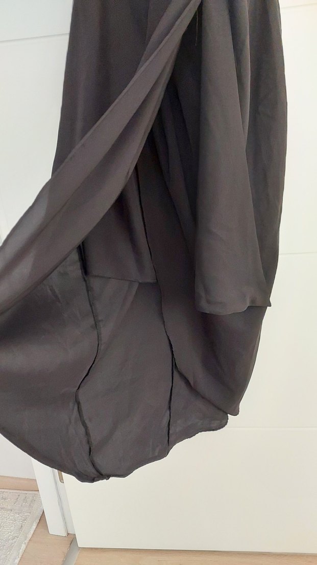 Siyah Drapeli V Yaka Mini Elbise - Görsel 5