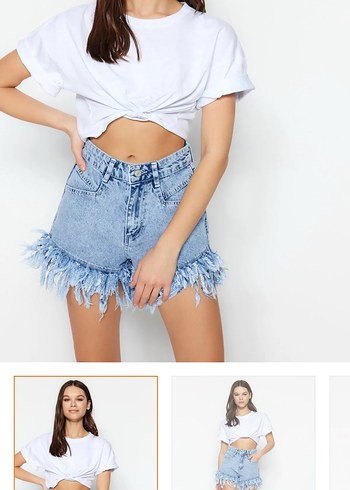 Kadın Mavi Denim Mini Şort