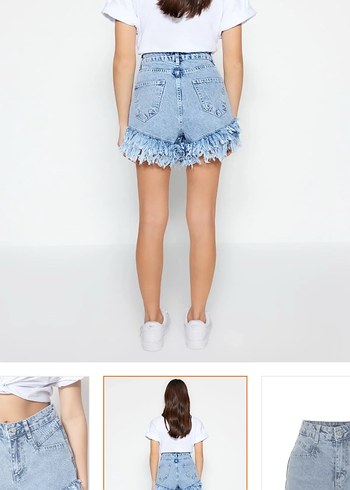 38 Beden beyaz Renk Kadın Mavi Denim Mini Şort
