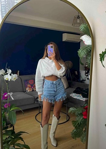 38 Beden Kadın Mavi Denim Mini Şort