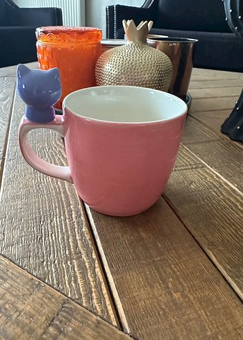 Beden Paşabahçe Pembe Renkli Kedi Desenli Seramik Kupa