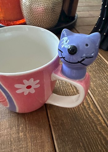 Paşabahçe Paşabahçe Pembe Renkli Kedi Desenli Seramik Kupa
