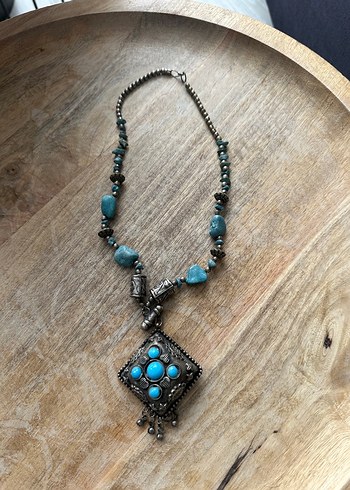 American Vintage Dogal Firuze Tasli Afgan Kolye