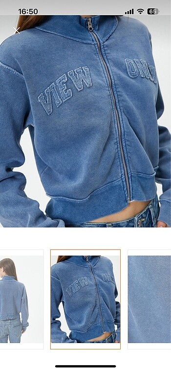 s Beden mavi Renk Koton crop sweatshirt