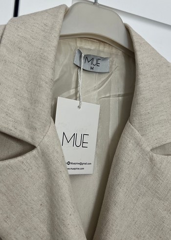 Düğmeli Bej Keten Kadın Blazer Ceket - Görsel 4