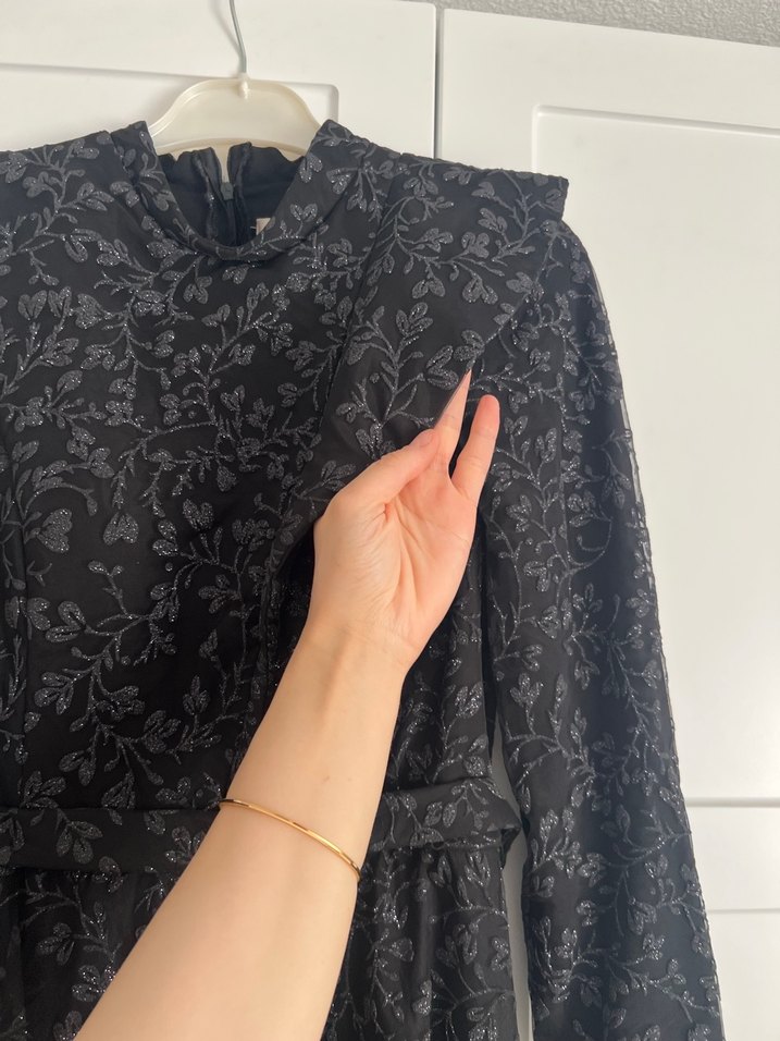 Siyah Gotik Nakışlı Abiye - Görsel 4