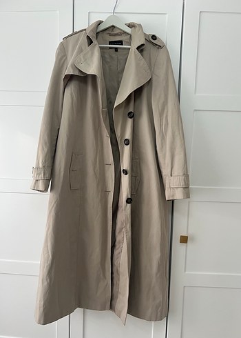 Bej Uzun Keten Trençkot - Görsel 3