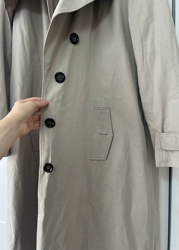 Bej Uzun Keten Trençkot - Görsel 8