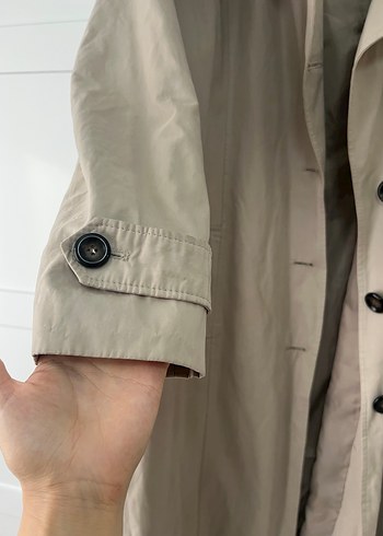 Bej Uzun Keten Trençkot - Görsel 4