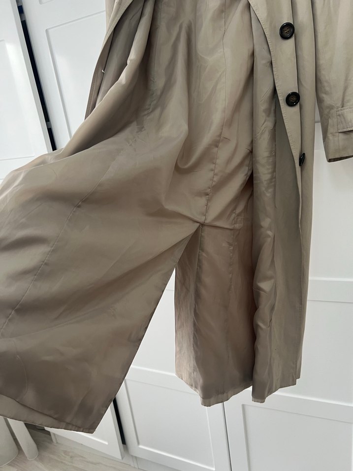 Bej Uzun Keten Trençkot - Görsel 5