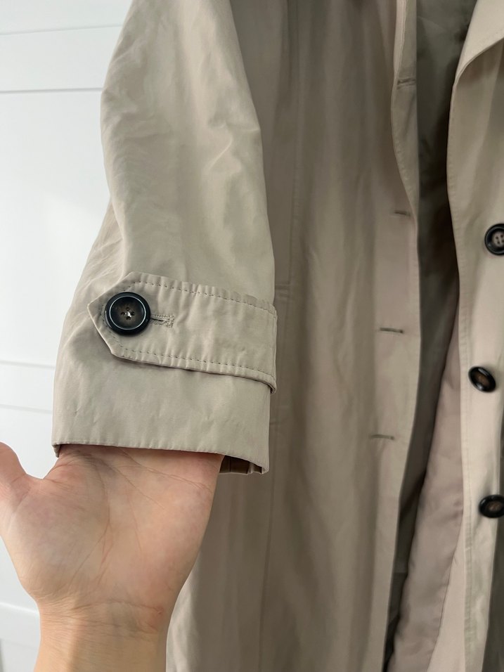 Bej Uzun Keten Trençkot - Görsel 4