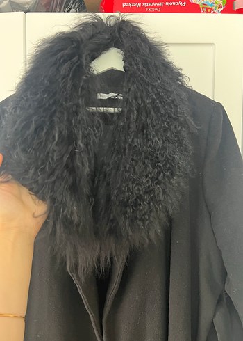 Kürk Detaylı Siyah Uzun Kadın Kaban - Görsel 8