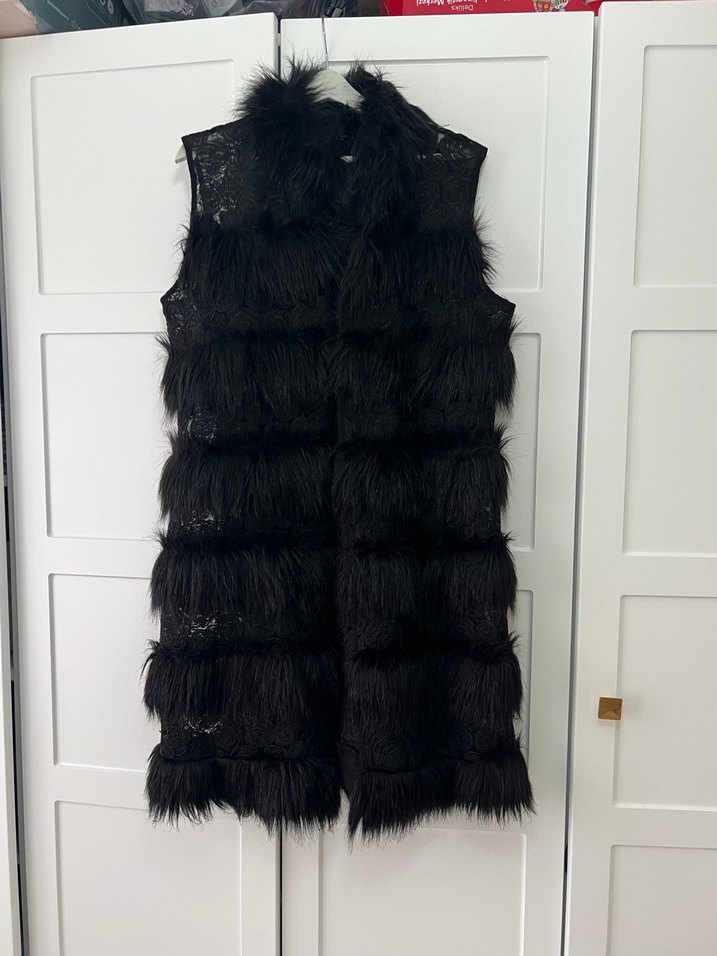 İthal Siyah Kürklü Yelek - Görsel 2