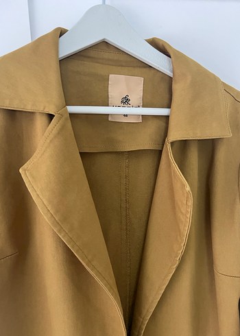 Kadın Camel Süet Kuşaklı Uzun Trençkot - Görsel 6