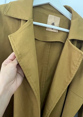 Kadın Camel Süet Kuşaklı Uzun Trençkot - Görsel 4