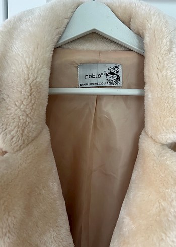 Bej Peluş Midi Kadın Kaban - Görsel 7