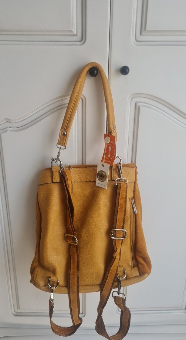 elle marka hardal rengi  Süet Fermuarlı Kadın Çanta - Görsel 2