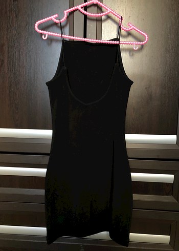 Siyah İnce Askılı Midi Elbise - Görsel 2