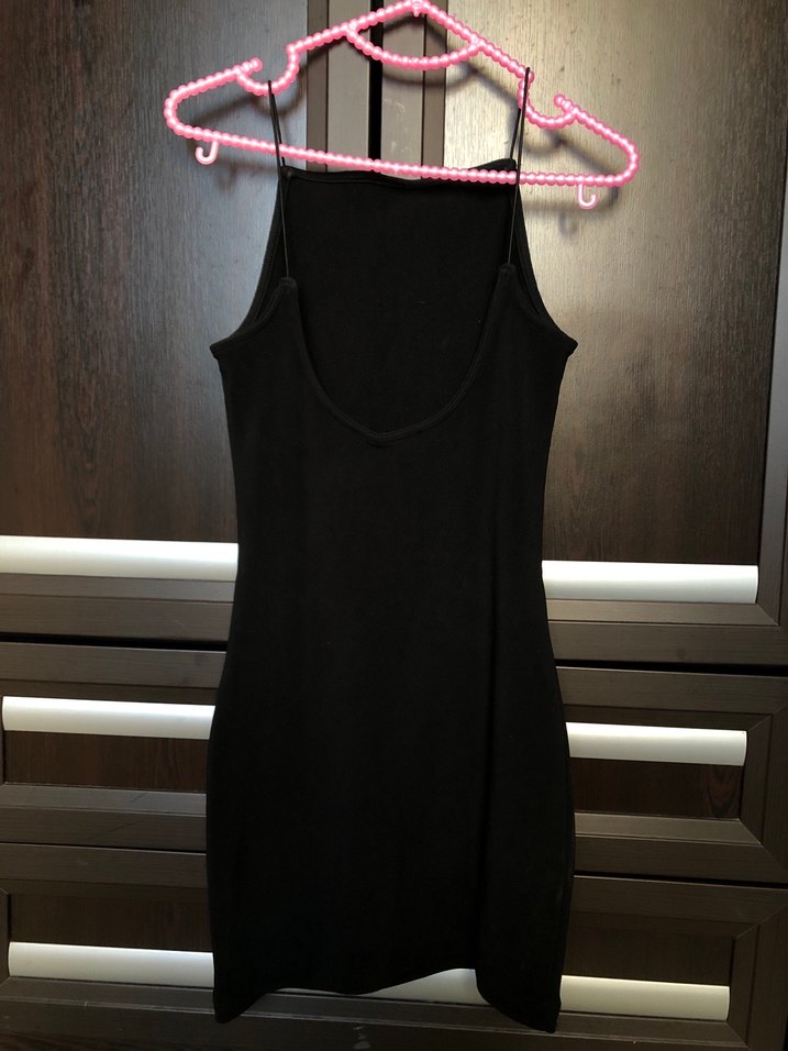 Siyah İnce Askılı Midi Elbise - Görsel 2