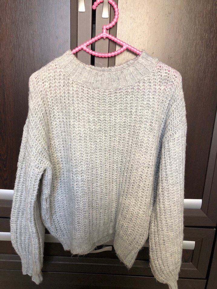 Gri Örgü Kadın Kazak - Görsel 4