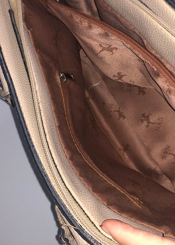 Bej Deri Kadın El Çantası Fermuarlı - Görsel 6