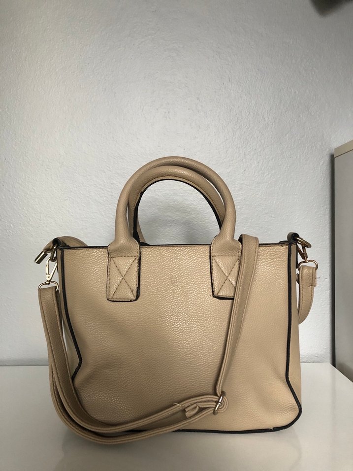 Bej Deri Kadın El Çantası Fermuarlı - Görsel 3