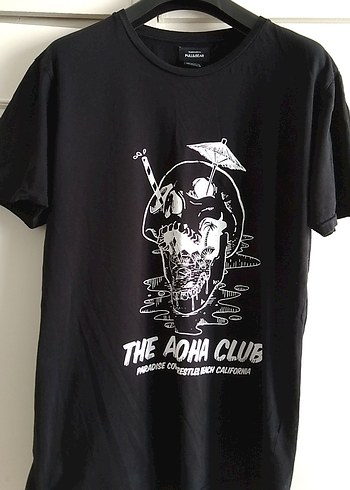 Pull and Bear The Aoha Club Siyah Baskili Tisort