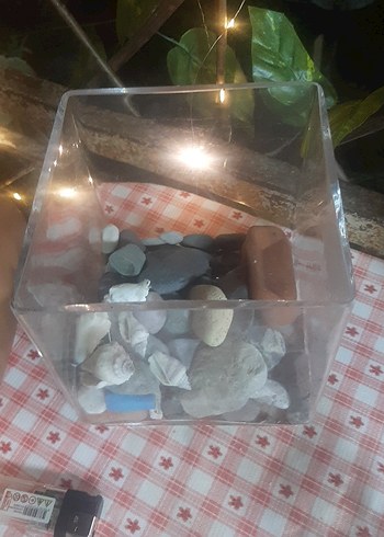 Paşabahçe Mini Akvaryum Dekoratif Vazo Dogal Tasli Minimalist Tasarim