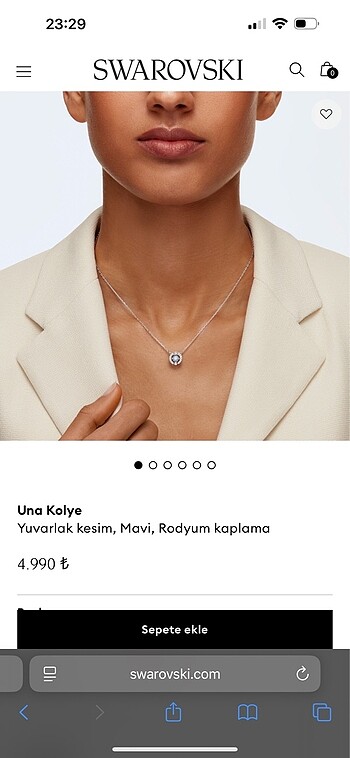 Swarovski mavi kolye