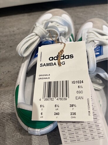 38,5 Beden Adidas orjinal samba