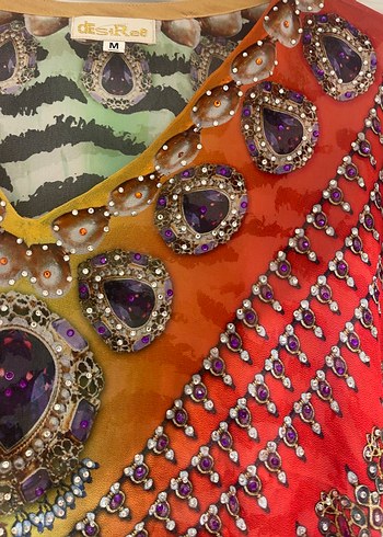 Ayyıldız taşlı ithal plaj elbisesi - Görsel 3