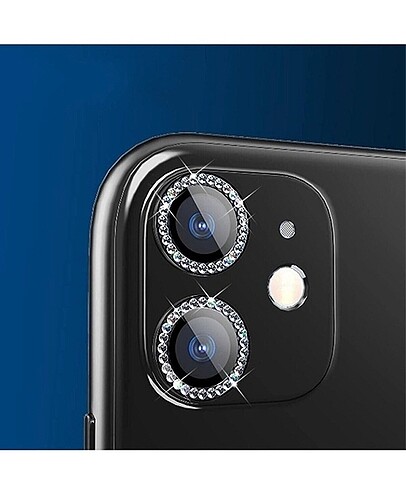 iPhone 11 uyumlu siyah swaroski taşlı kamera lens koruyucu