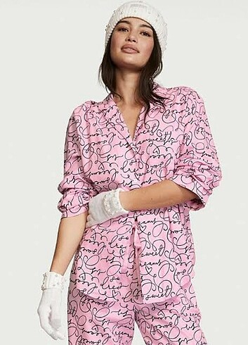Victoria's Secret flannel pembe pijama S