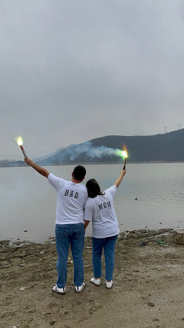 Gri Baskılı Bebek ve Ebeveyn Tişört Seti - Görsel 3