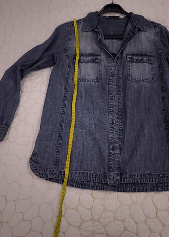 Mango Mango mavi-Gri Uzun Kollu Denim Gömlek