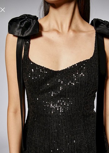 Payetli Askı Detaylı Mini Abiye Elbise - Görsel 2