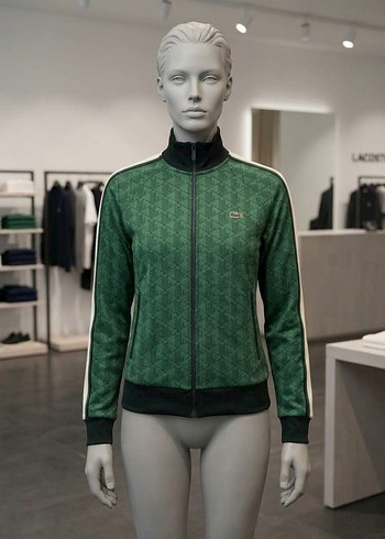 Lacoste Yesil Kapitone Fermuarli Spor Ceket